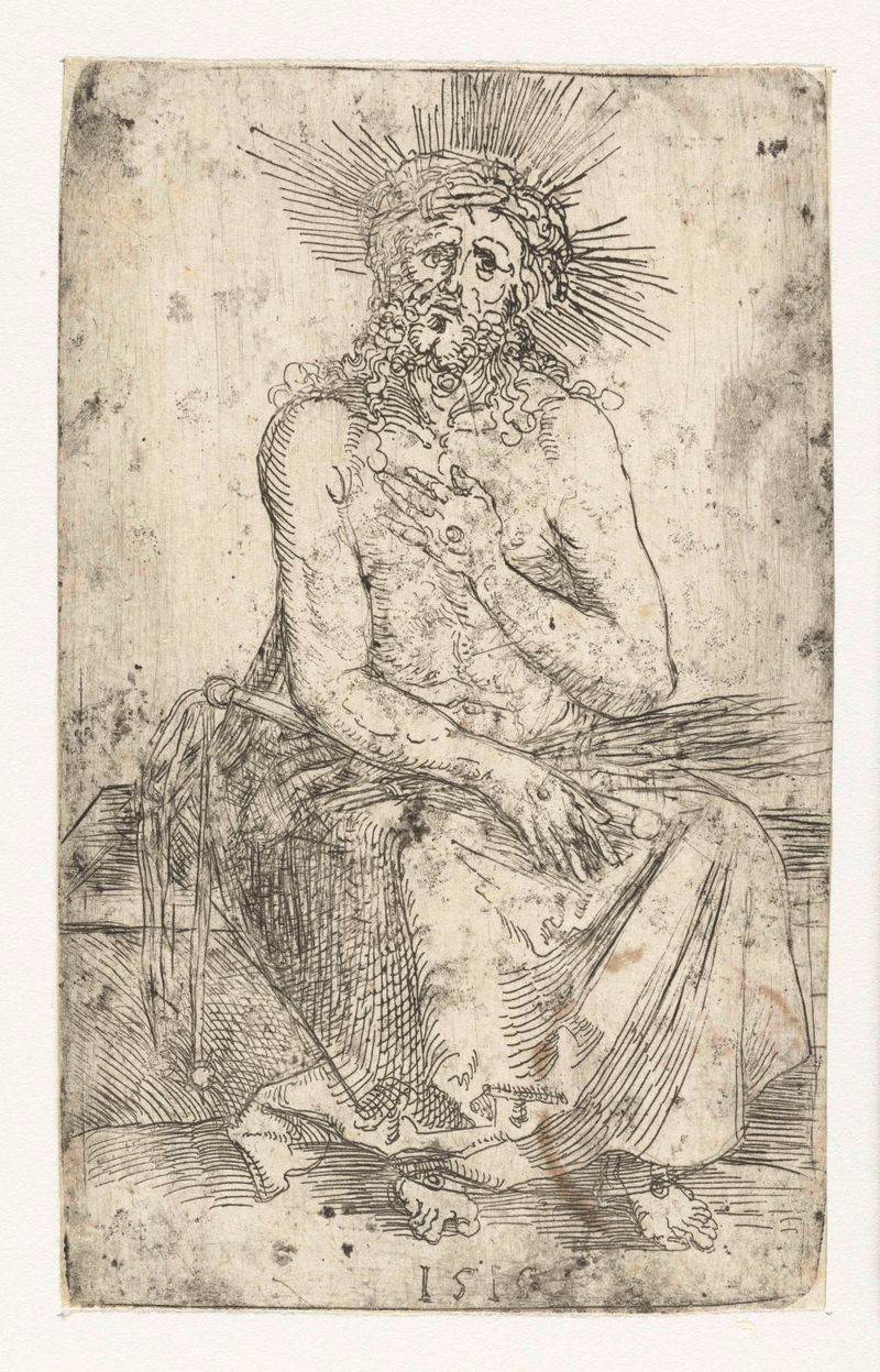 Gravura de Albrecht Dürer representando Cristo sentado em contemplação, 1515