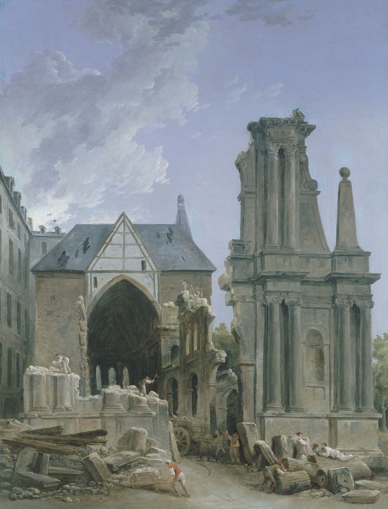 L’Eglise des Feuillants en démolition, óleo sobre lienzo de Hubert Robert