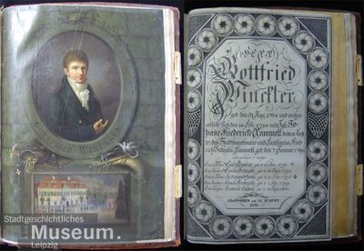 Retrato de Gottfried Winckler, óleo sobre pergamino de Adolph Senff