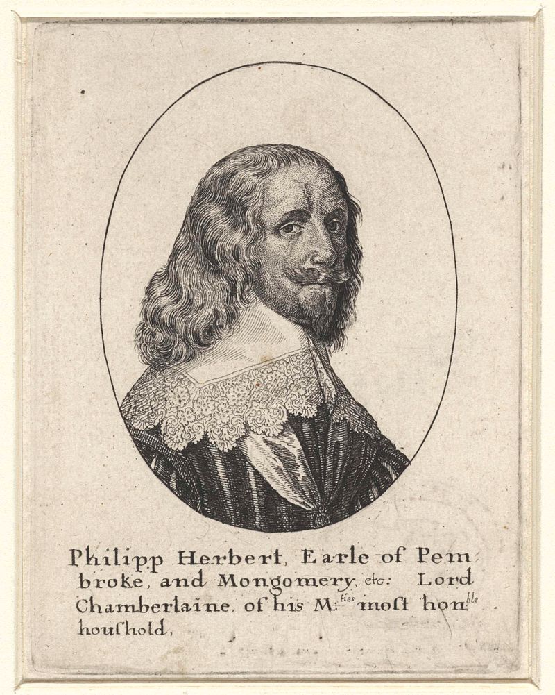 Grabado de Wenceslaus Hollar que muestra a Philip Herbert con vestimenta elegante