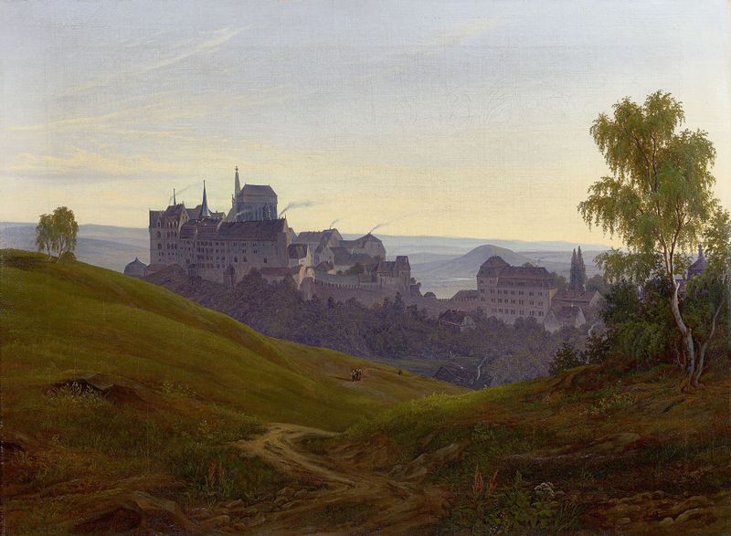 The Albrechtsburg in Meissen, oil painting by Johann Anton Castell
