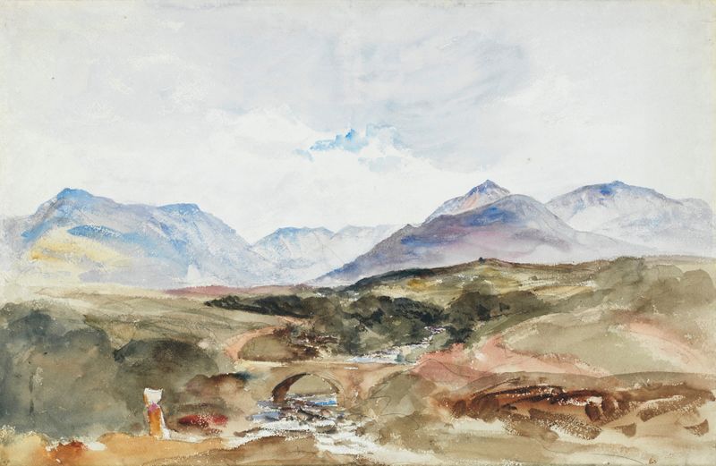 Landscape with a stream in the Welsh Mountains by Peter De Wint, medium unknown.