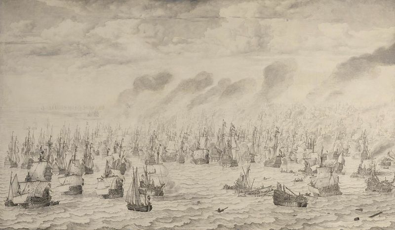 The Battle of Terheide, oil on canvas by Willem van de Velde