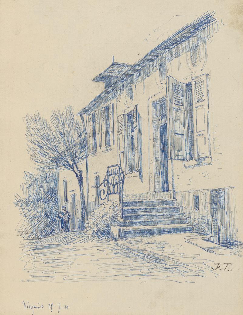 Paisagem rural com uma casa de campo, óleo sobre tela de Jean-François Taelemans