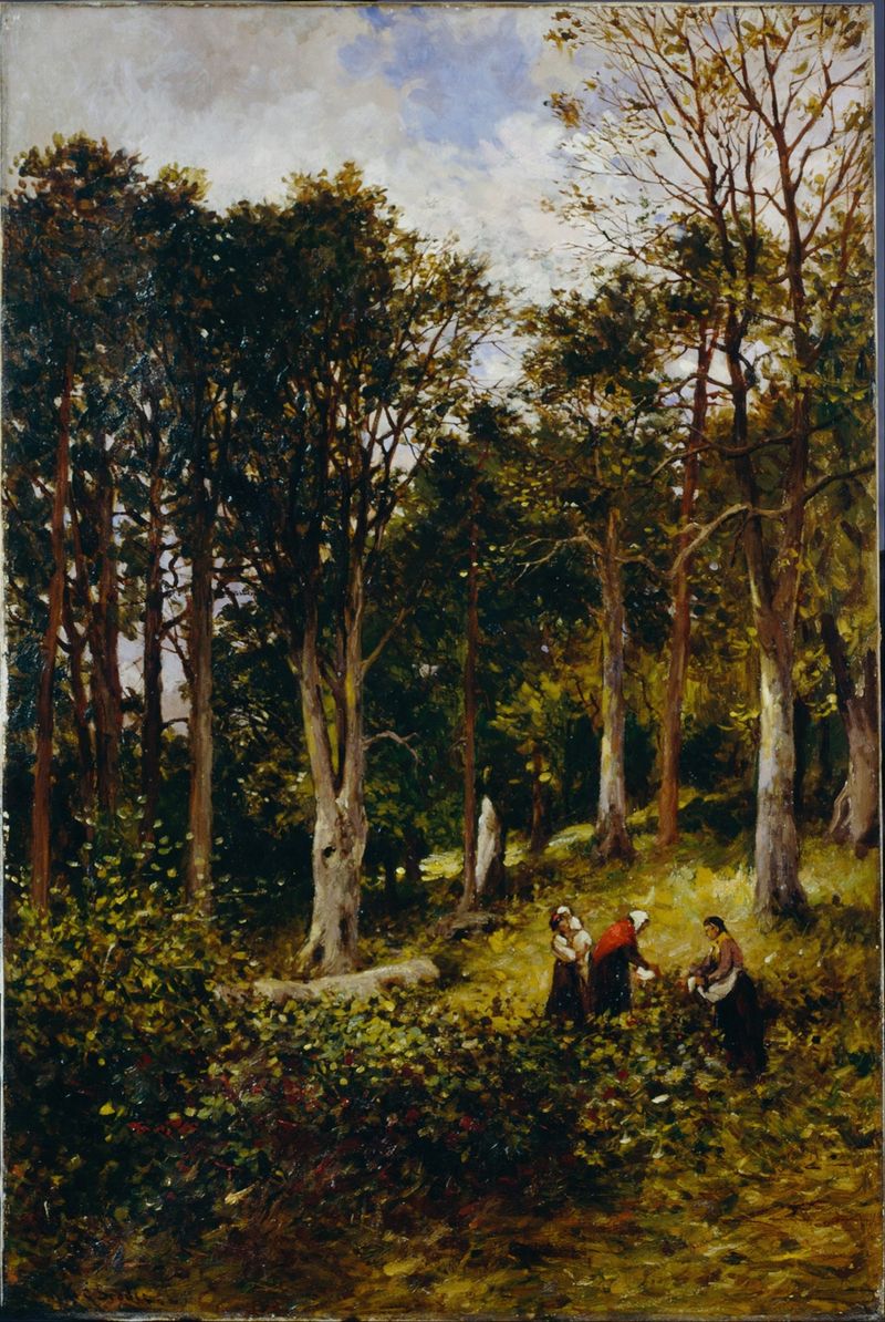 Landscape de Kate S. Brodie, pintura a óleo que retrata um bosque com luz e sombra intrincadas.