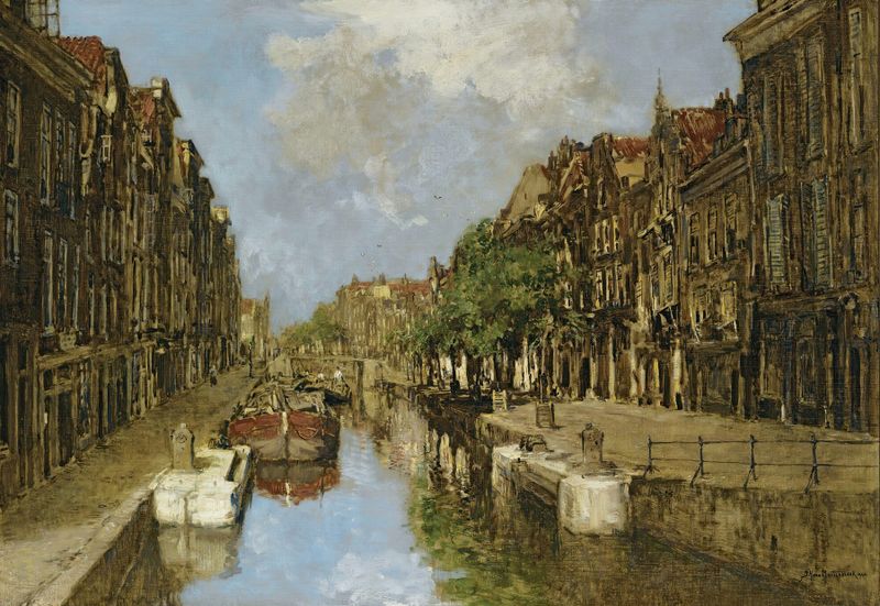 The Spuiwater And Delftsche Vaart, óleo sobre lienzo de Johan Hendrik Van Mastenbroek