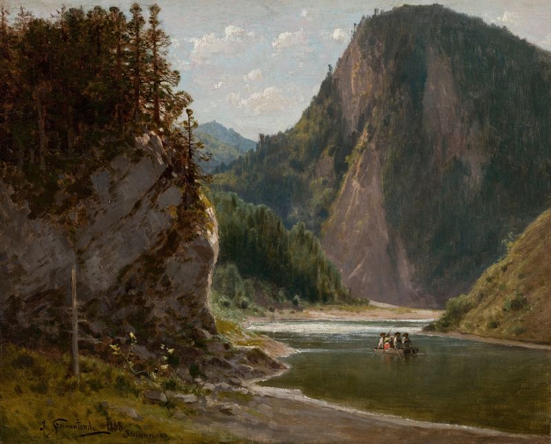 The Dunajec River in the Pieniny Mountains, oil on canvas by Józef Szermentowski
