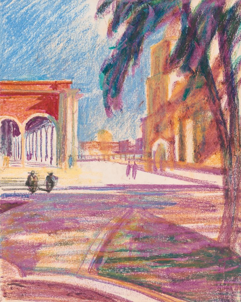 Landscape by Victor Alfred Lundy, Plaza, Nochistlá́n, Mexico, medium unknown