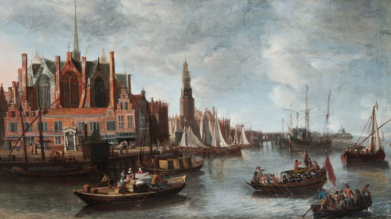 View of Nieuwe Kerk in Amsterdam, oil painting by Anthonie Beerstraaten