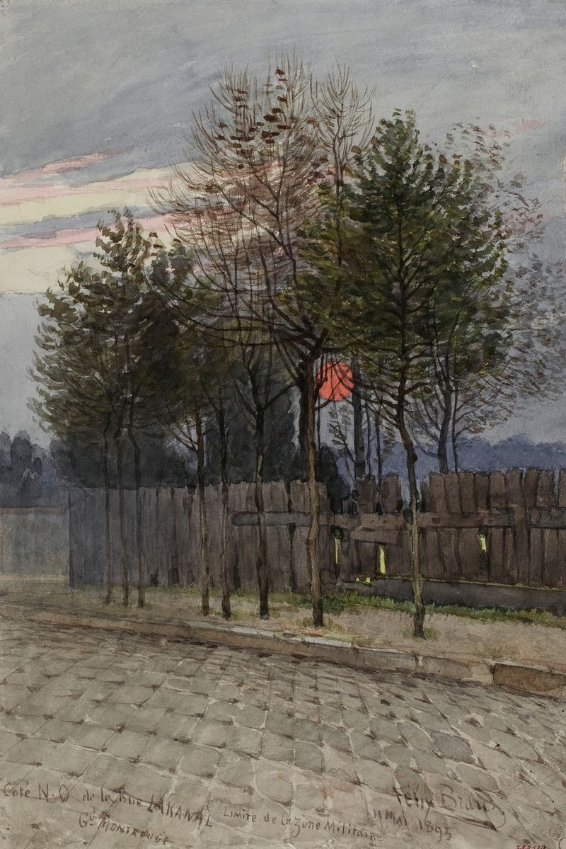 Vue du côté Nord-Ouest de la rue Lakanal au Grand-Montrouge de Félix Brard, óleo sobre lienzo