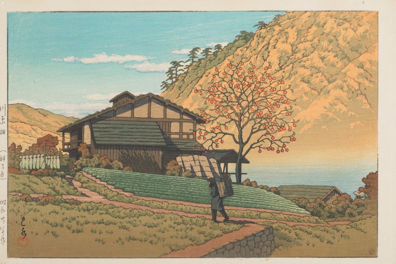 Paisagem de Kawarahata por Kawase Hasui, ukiyo-e