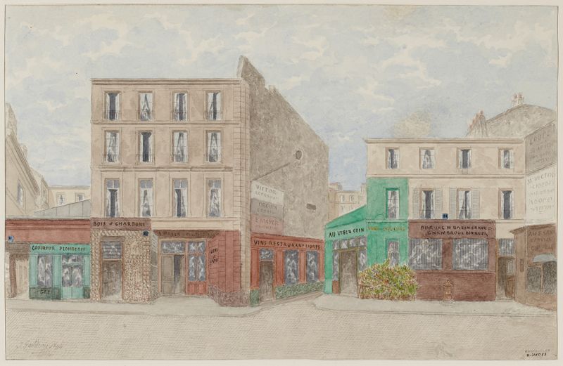 Arquitectura de Rue Beaubourg de Jules Gaildrau, óleo sobre lienzo