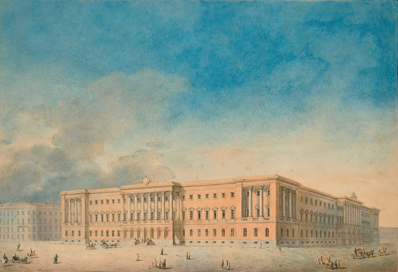 View of the Lobanov-Rostovsky Palace, oil on canvas by Russian School