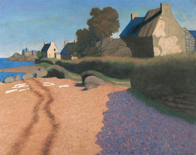 Landscape At Loguivy by Félix Vallotton, oil on canvas depicting rolling hills and sunlight.