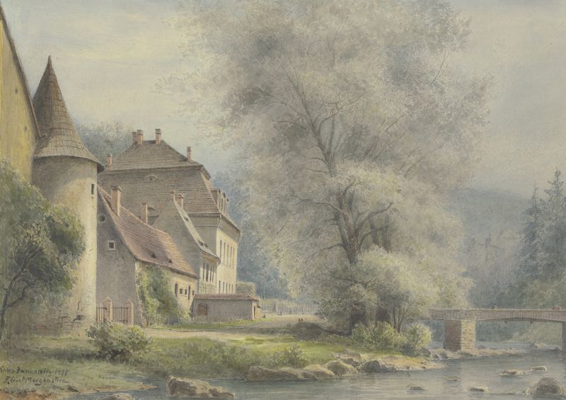 Castelo na névoa de Friedrich Ernst Morgenstern, 1875, pintura a óleo