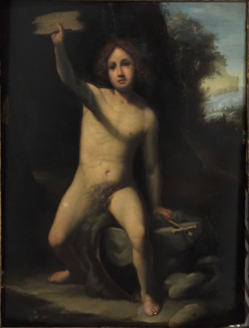 San Juan Bautista, óleo sobre panel de un artista no identificado