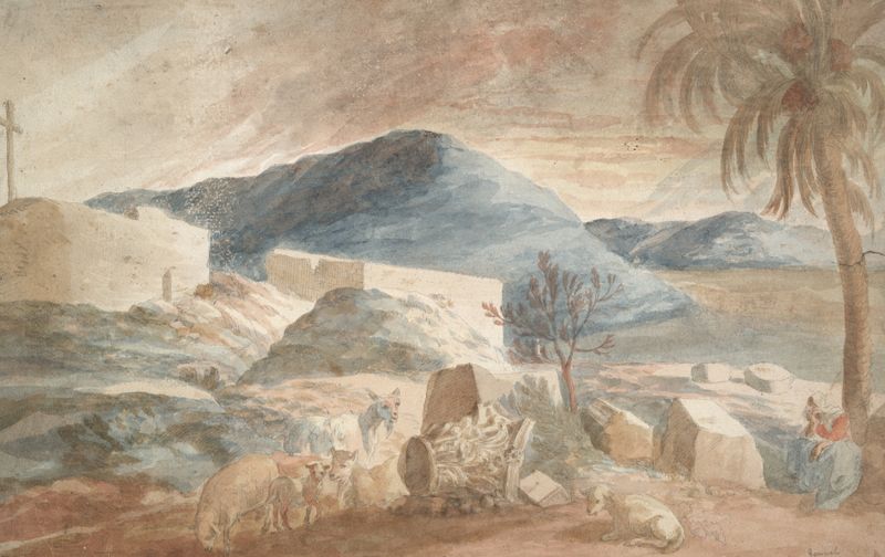 Arcadian Landscape by Abraham Genoels II, oil painting depicting a serene twilight valley.