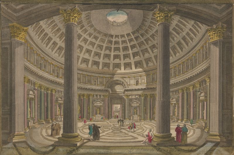 Vista interior del Panteón en Roma, estilo Rococó, Autor Desconocido