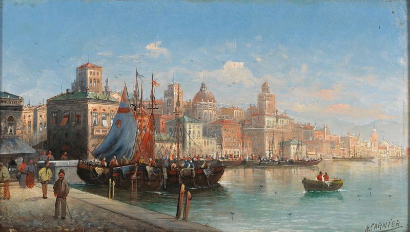 Naples Scene de Karl Kaufmann, óleo sobre lienzo que representa una vibrante escena callejera