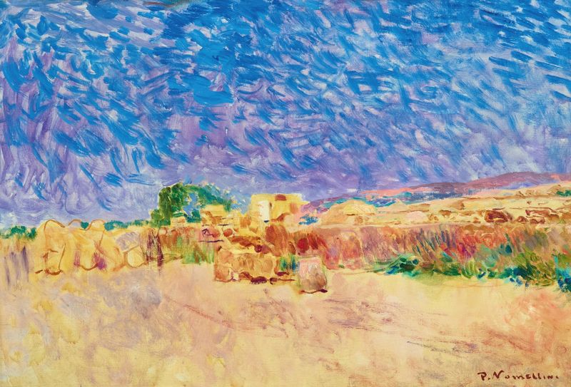 Ruínas antigas em óleo sobre tela de Plinio Nomellini