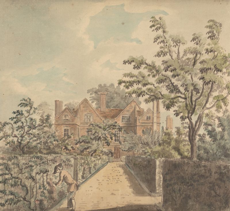 Casa de Mr. Grose en Wandsworth, acuarela sobre papel de Capt. Francis Grose