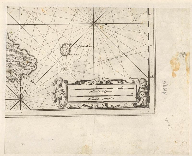 Fragment van een landkaart van de Kaapverdische eilanden, gravura de Unknown Artist