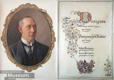 Retrato de Erich Davignon en medio perfil, óleo sobre pergamino de Margarete Simrock-Michael