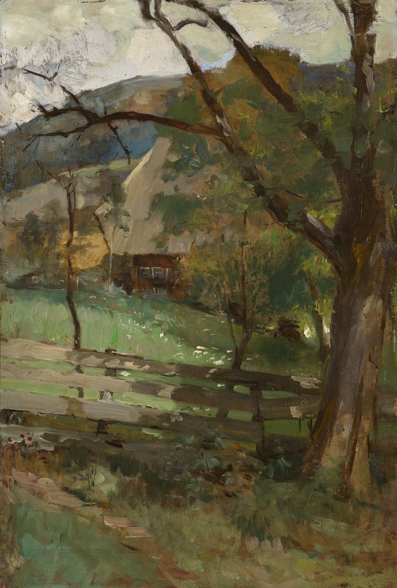 Black Forest landscape with house, oil painting by Franz Xaver Gräßel