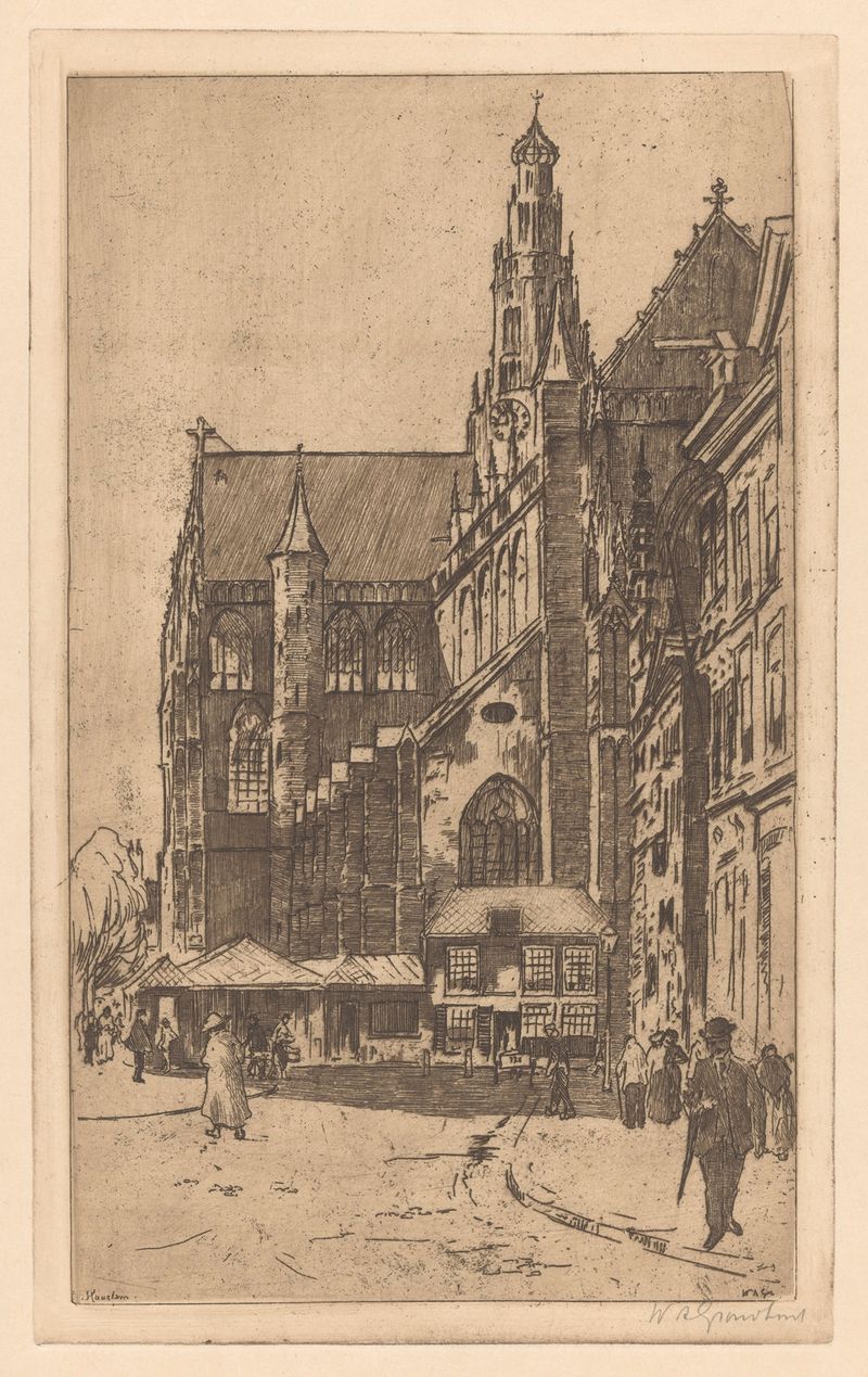 Haarlem de Willem Adrianus Grondhout, óleo sobre lienzo que representa un paisaje sereno de una ciudad holandesa.