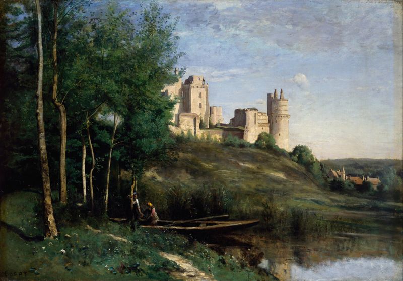 Ruinas del Château de Pierrefonds de Jean-Baptiste-Camille Corot, pintura al óleo