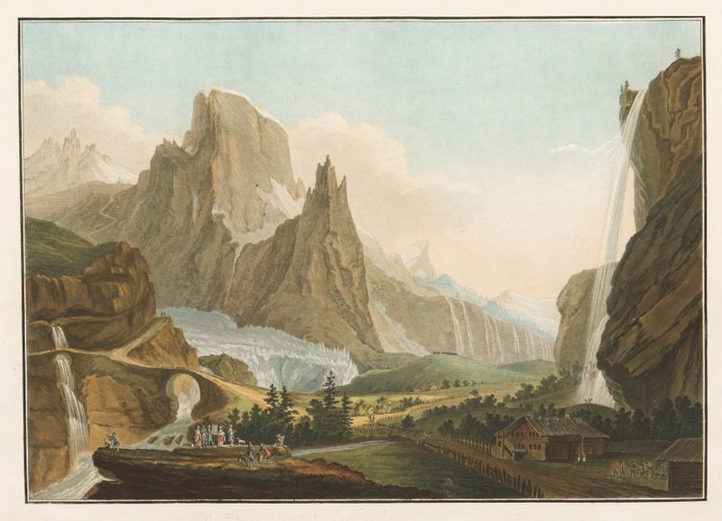 Pintura al óleo de Caspar Wolf que representa montañas y un cielo tormentoso