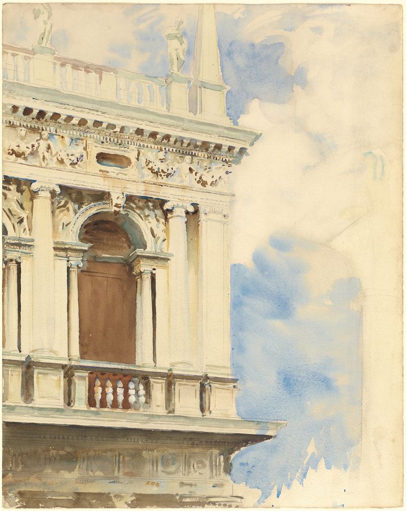 Cena interior de uma biblioteca com prateleiras de mogno e livros de John Singer Sargent, pintura a óleo