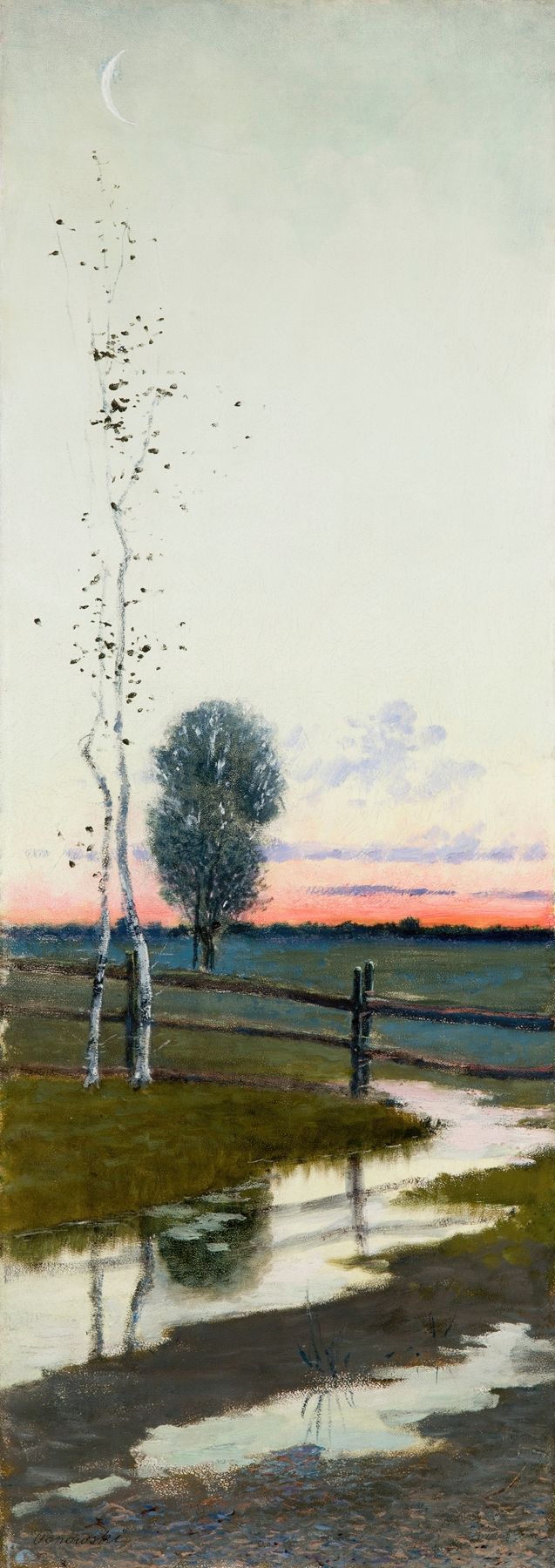 Post-Impressionism landscape by Stefan Popowski, depicting rolling hills under a violet sky.