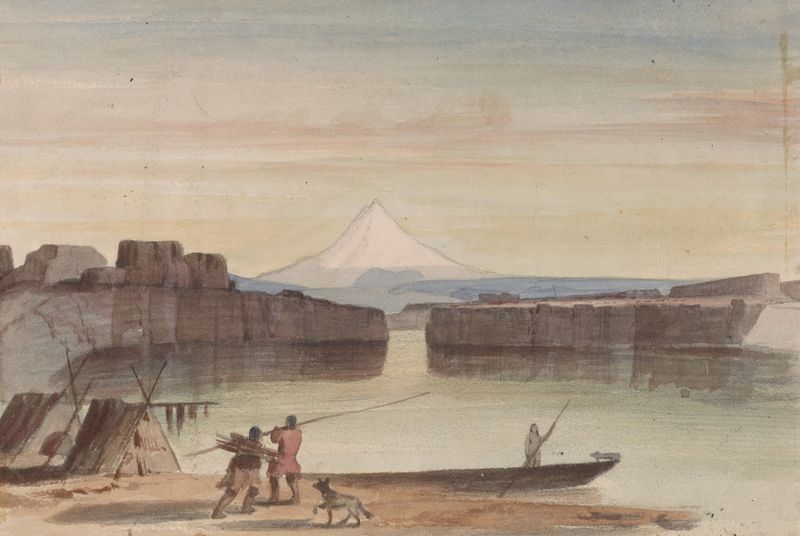 Dalles of Mt. Columbia Looking Westward, óleo sobre tela de John Mix Stanley