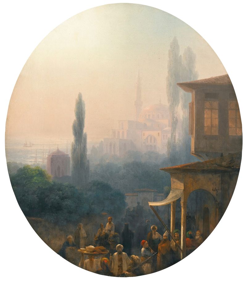 A Market Scene In Constantinople, pintura a óleo de Ivan Aivazovsky