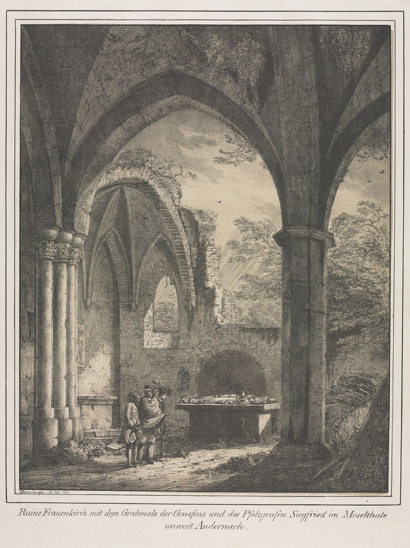 Ruins of the Church of the Virgin, oil painting by Domenico Quaglio the Elder