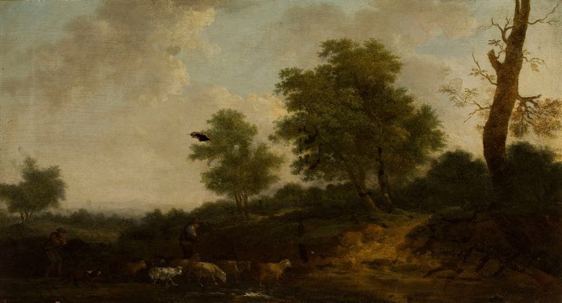 Forest landscape by Francesco Giuseppe Casanova, oil on canvas