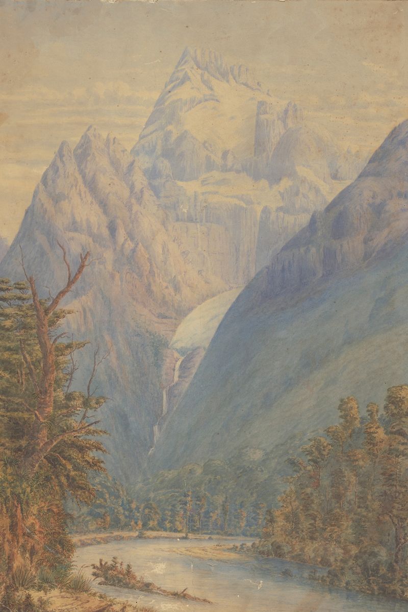Paisagem de Mount Tutoko por Ernest Arthur Chapman, pintura a óleo