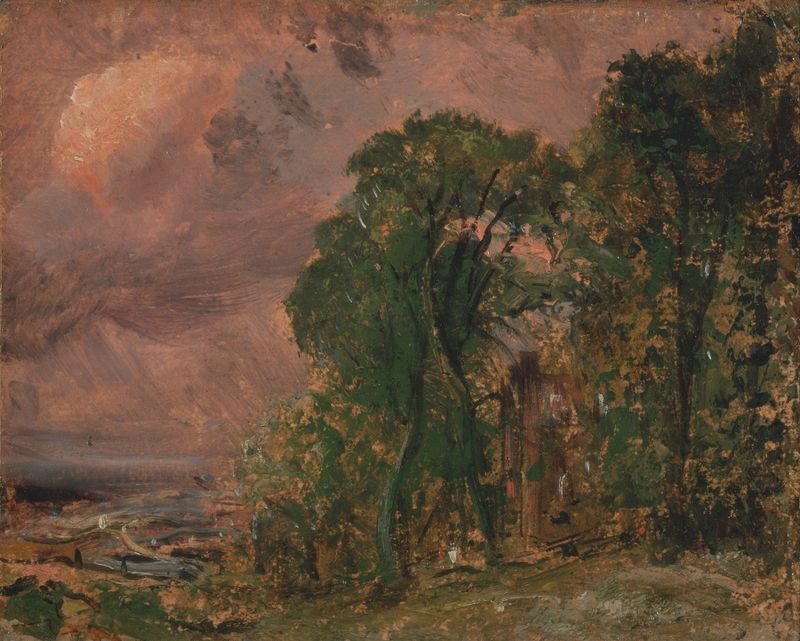 A View at Hampstead with Stormy Weather, óleo sobre tela de John Constable mostrando nuvens tempestuosas sobre Hampstead H...