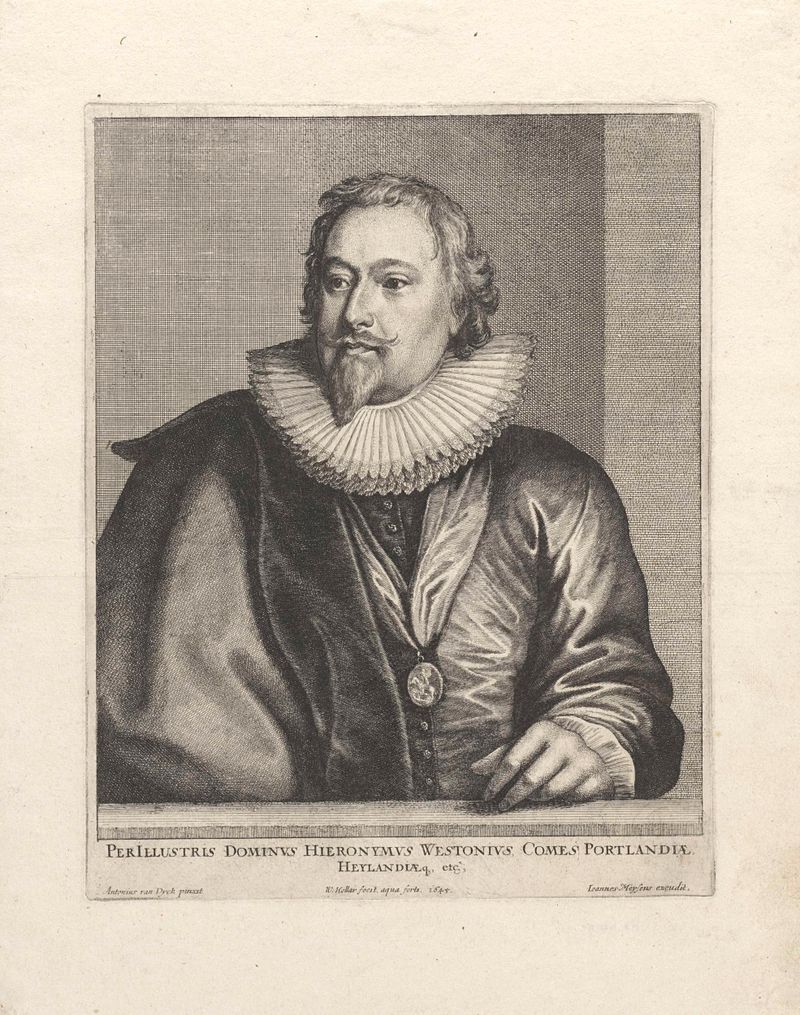 Gravura de Richard Weston, primeiro conde de Portland por Wenceslaus Hollar