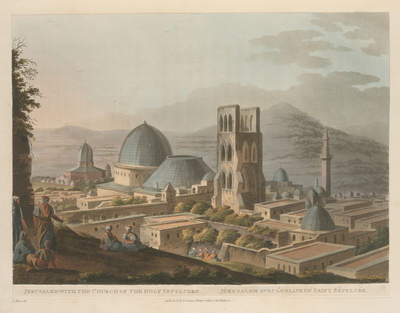 Jerusalem with the Church of the Holy Sepulchre by Luigi Mayer, oil painting