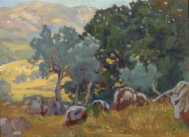 Landscape with a winding road and distant hills, oil painting by Hans Ludwig Lendorff