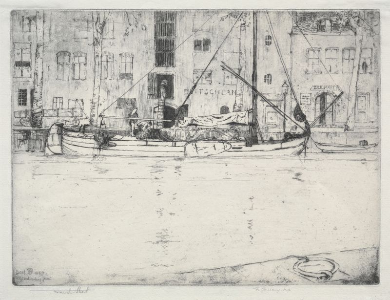 Genre scene of figures unloading peat, oil painting by Sir Frank Short
