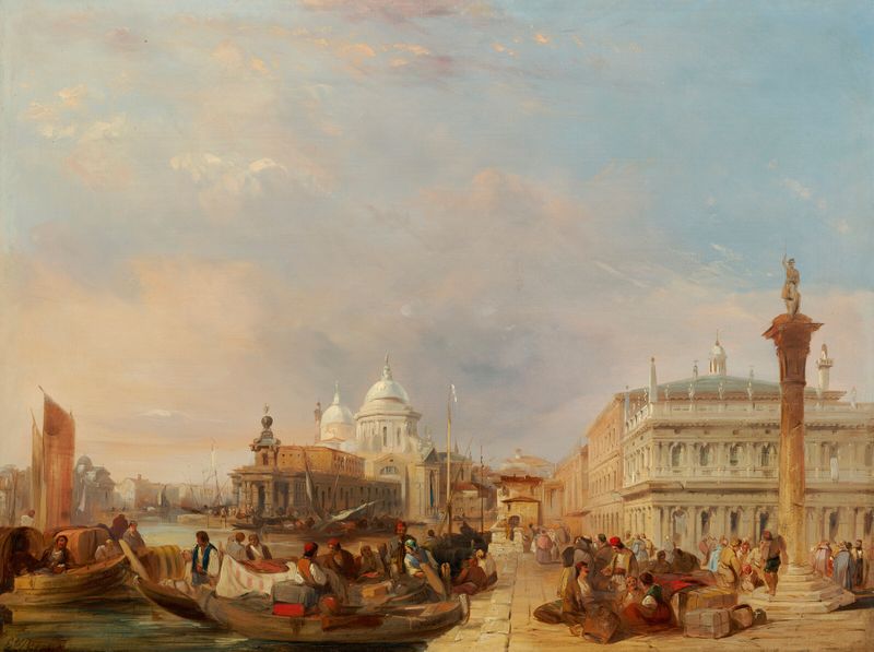 Santa Maria della Salute, architecture, oil painting by Edward Pritchett