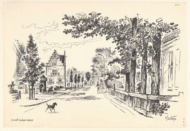 Dutch Golden Age architecture by Maarten Oortwijn, depicting a raadhuis in a landscape