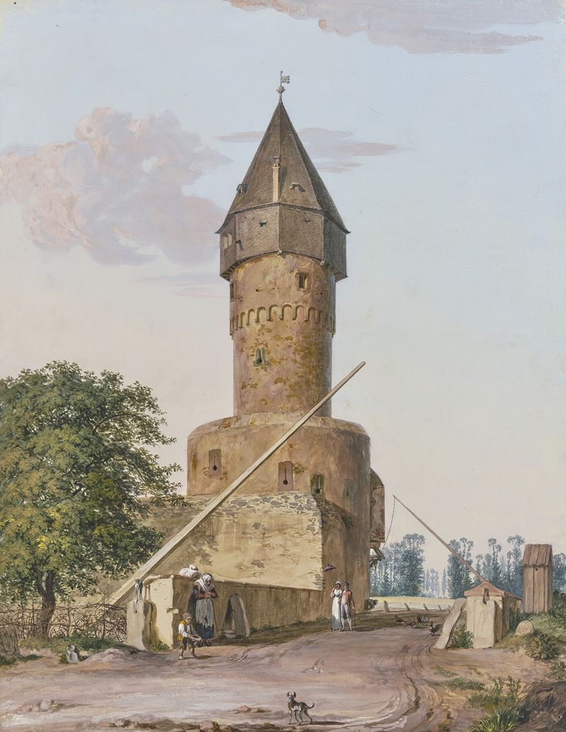 Die Bockenheimer Warte zu Frankfurt am Main, oil on canvas by Anton Radl