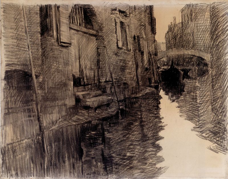 The San Francesco Bridge in Venice by Albert Baertsoen, oil painting