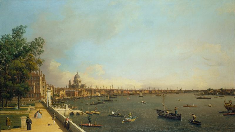 Pintura al óleo rococó del Támesis de Canaletto