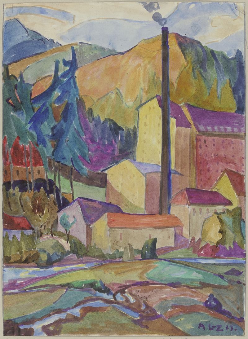 Landscape with factory, Modernism, by Agnes Langenbeck-Zachariae