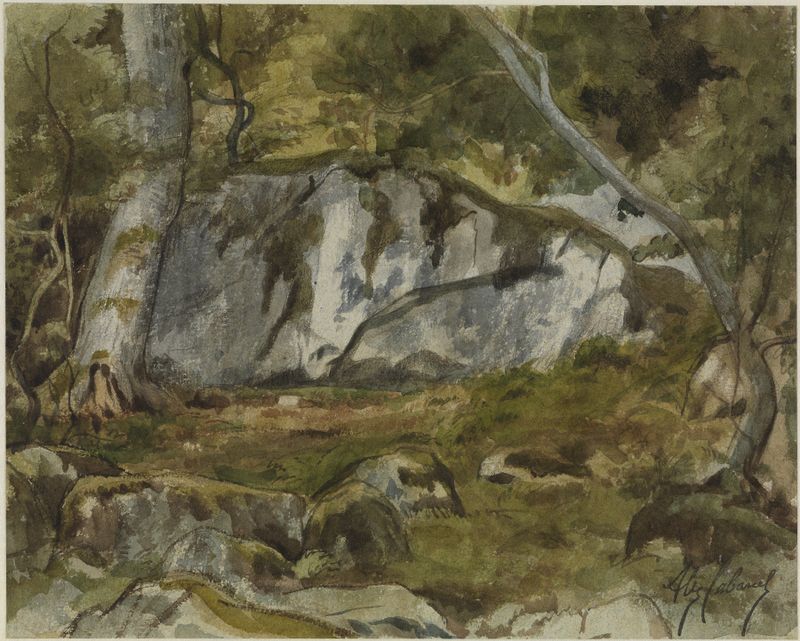 Forest with boulders, oil on canvas by Alexandre Cabanel